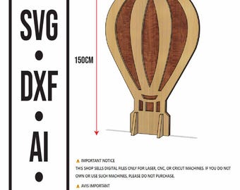 Heißluftballon-Aufsteller Laser geschnitten Datei • svg dxf ai eps digitaler Download