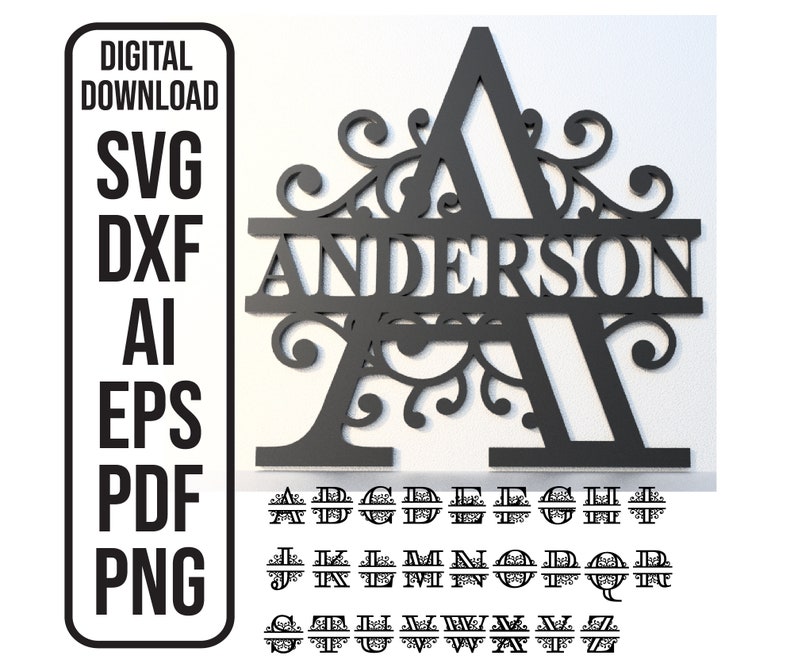 Split Monogram DXF Name Sign: A-Z Laser Cut Files (digital Download) - Etsy