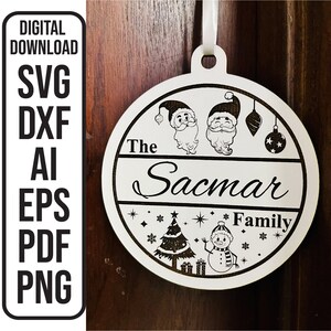Christmas Ornament SVG Laser File Christmas Family Sign SVG Christmas Tree Décor Laser Cut File Vector File SVG , ai , dxf , eps , pdf , png
