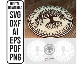 Dessous de verre celtique arbre de vie Dessous de verre ronds en forme d'arbre de vie, modèles de décoration de signe découpé au laser fichier de gravure SVG, ai, dxf, eps, pdf, png