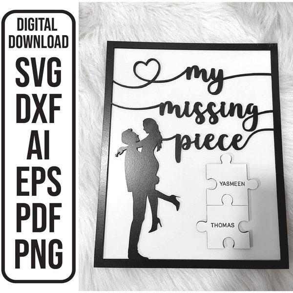 Missing Piece SVG Missing Piece Gift Missing Piece Puzzle Laser file Glowforge laser, Digital Download Laser Cut File SVG ai dxf eps pdf png