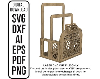 Support de tapis de prière pour coran, fente de 6 mm ensemble organisateur حي لى الصلاة fichier découpé au laser téléchargement numérique SVG, ai, dxf, eps, pdf, png