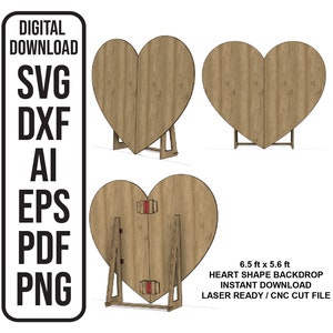 SVG hart achtergrond 6,5ft x 5,6ft hart bruiloft achtergrond gebeurtenis achtergrond Dxf Laser CNC plan bestand digitale download, SVG, ai, dxf, eps, pdf
