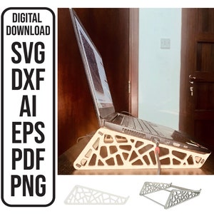 Suporte para laptop Laser File Suporte mínimo para laptop de 15 polegadas Suporte para laptop Laser CNC file Download digital SVG , ai , dxf , eps , pdf , png
