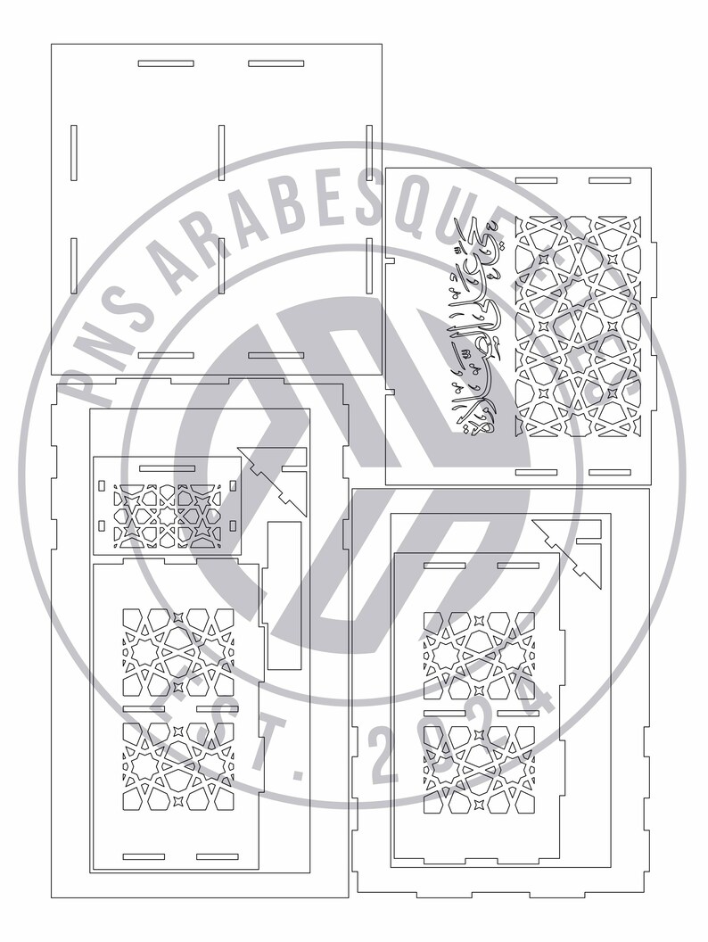 Arquivo digital para corte a laser Glowforge com suporte para tapete do Alcorão, 900x600x600x10mm (35,4x23,6x23,6x0,39 pol.) | svg dxf ai eps cnc imagem 6