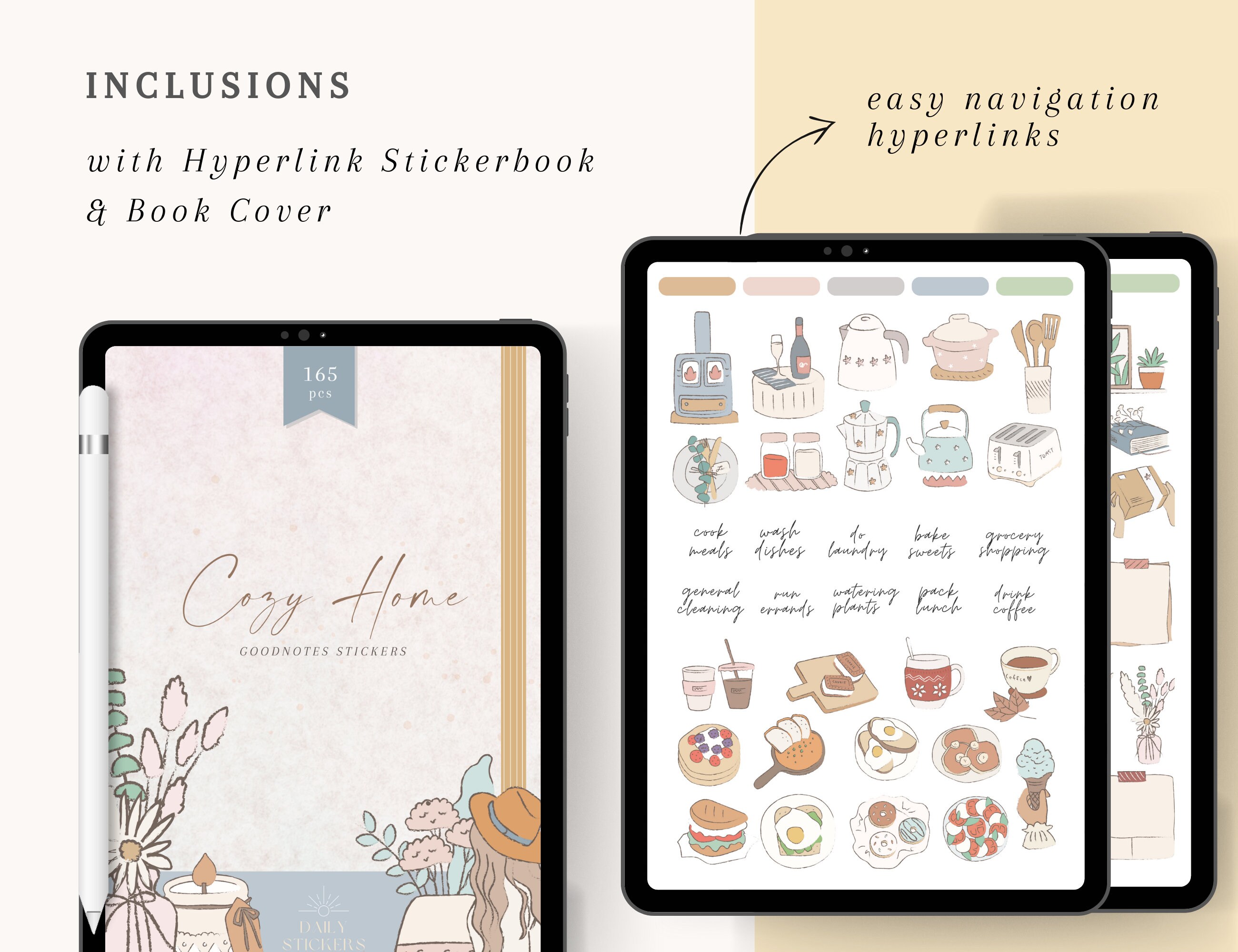 Cozy Home Digital Stickers: Goodnotes Planner Stickers (165 PCS) - Etsy