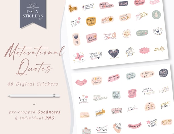 Motivational Stickers,Cute Uplifting Quotes,Motivational decorations Goodnotes, Labels Goodnotes, Daily Motivation Stickers,Empower Quotes