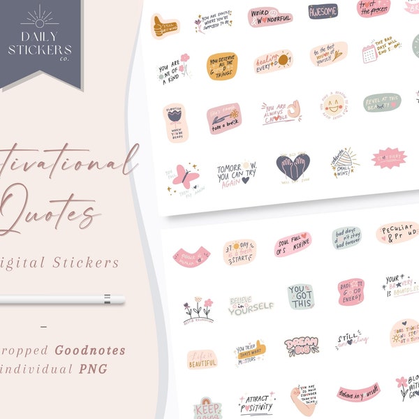 Motivational Stickers,Cute Uplifting Quotes,Motivational decorations Goodnotes, Labels Goodnotes, Daily Motivation Stickers,Empower Quotes