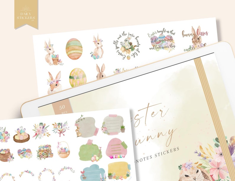 Easter Bunny Goodnotes Digital Stickers, Easter Sunday Stickers, Cute