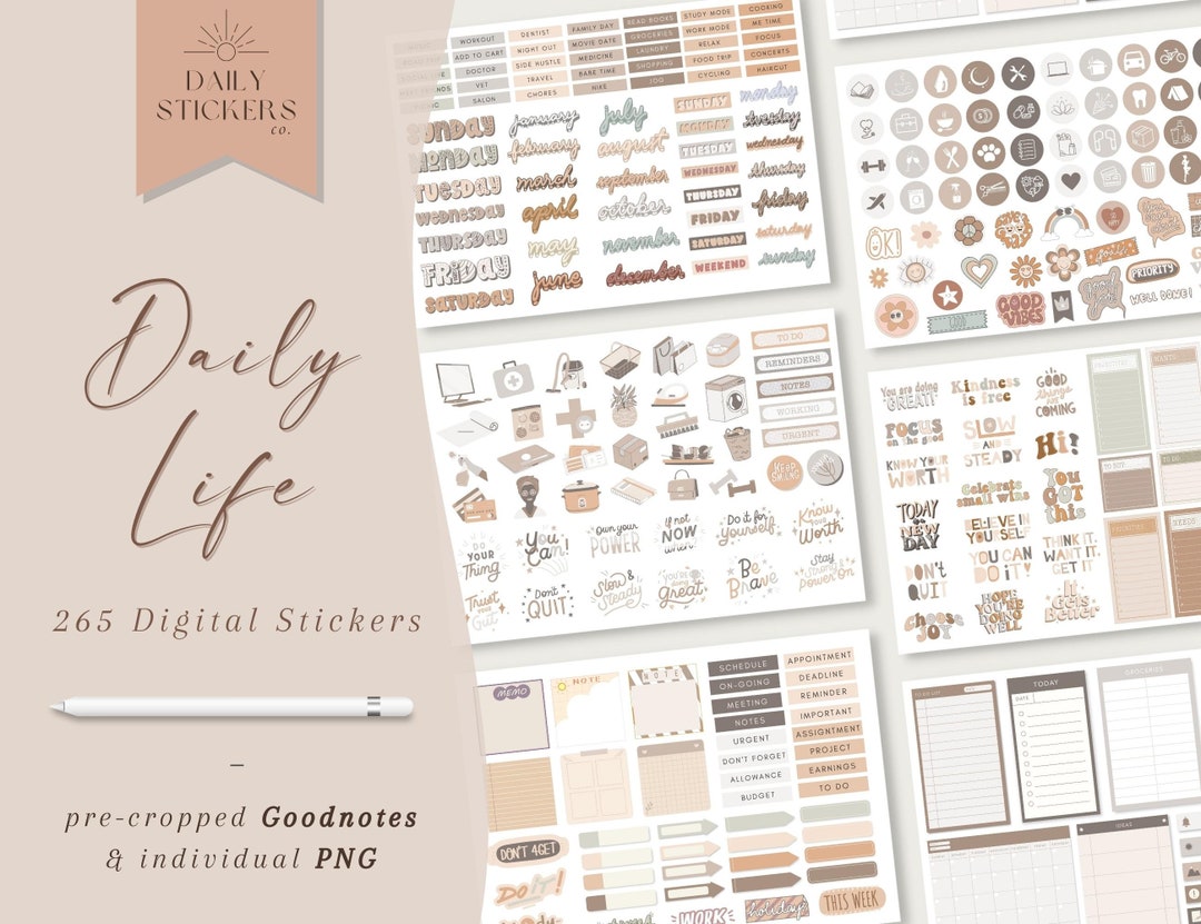 Daily Life Digital Stickers: Goodnotes Hyperlink Sticker Book (265 PCS ...