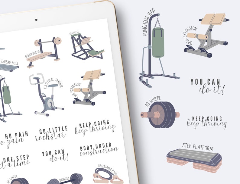 Fitness Goodnotes Digital Stickers Workout Stickers Health & Etsy