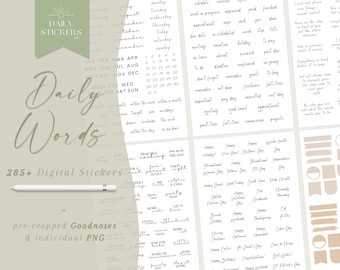 Daily Words Digital Stickers: Goodnotes Planner Stickers (PNG)