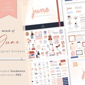 Month of June Goodnotes Digital Stickers for Everyday Use, Fathers Day, Monthly Stickers, Daily Stickers, June Stickers,Summer June Stickers