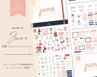 June Goodnotes Stickers: 170+ Monthly Planner Stickers (Digital Download)