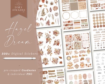 Hazel Dream Botanical Stickers: 309-Piece Goodnotes Planner (PNG)