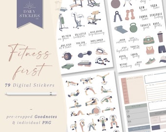 Fitness Goodnotes-stickers: training en gezondheid (digitale download)