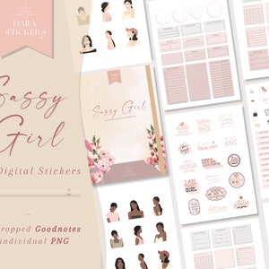 Sassy Girl Digital Stickers for Goodnotes, Everyday Use Stickers, Daily Life, Modern Stickers, Digital Aesthetic Stickers, Daily Planning