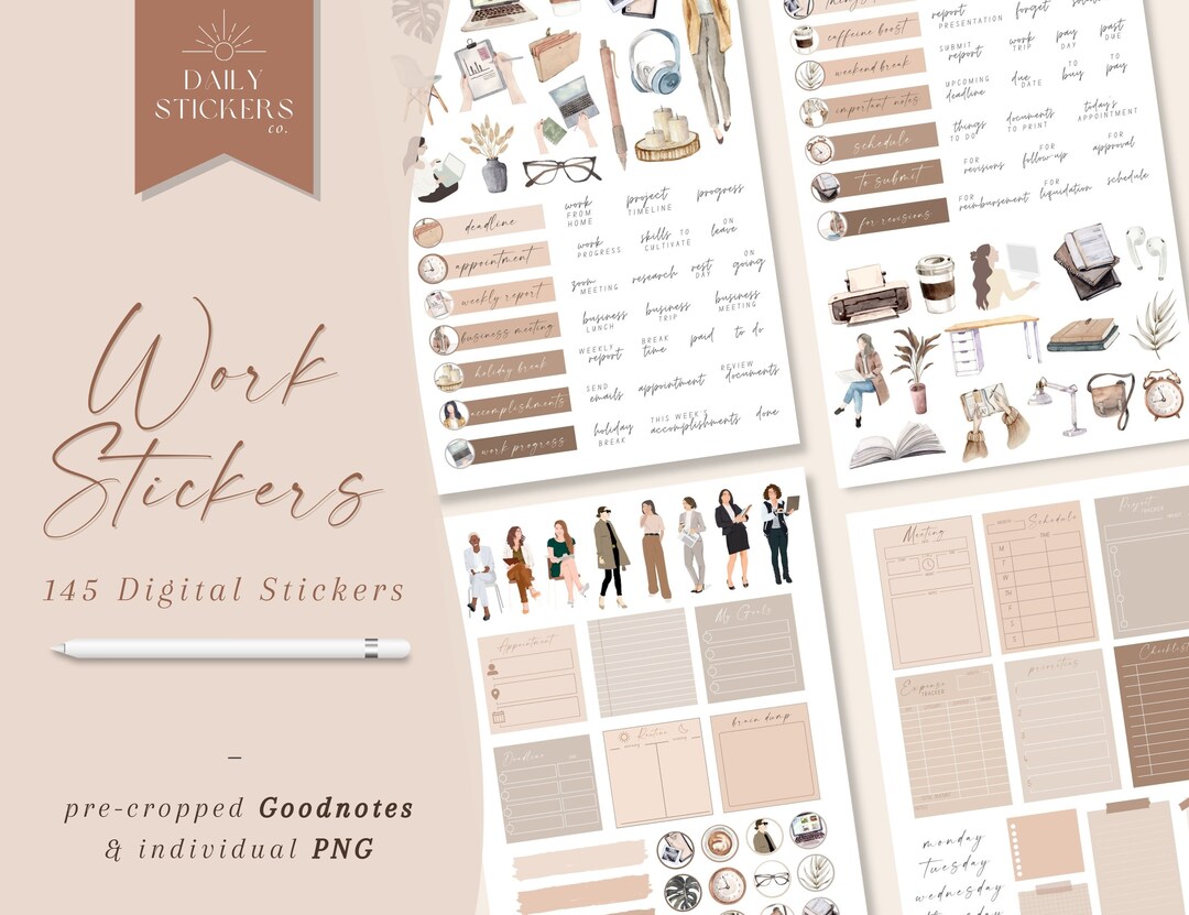 Working Girl Goodnotes Digital Stickers for Everyday Use, Work Stickers ...