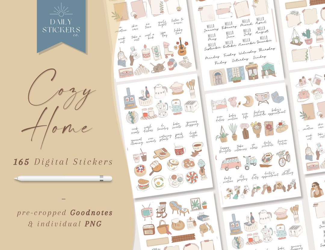 Cozy Home Digital Stickers: Goodnotes Planner Stickers (165 PCS) - Etsy