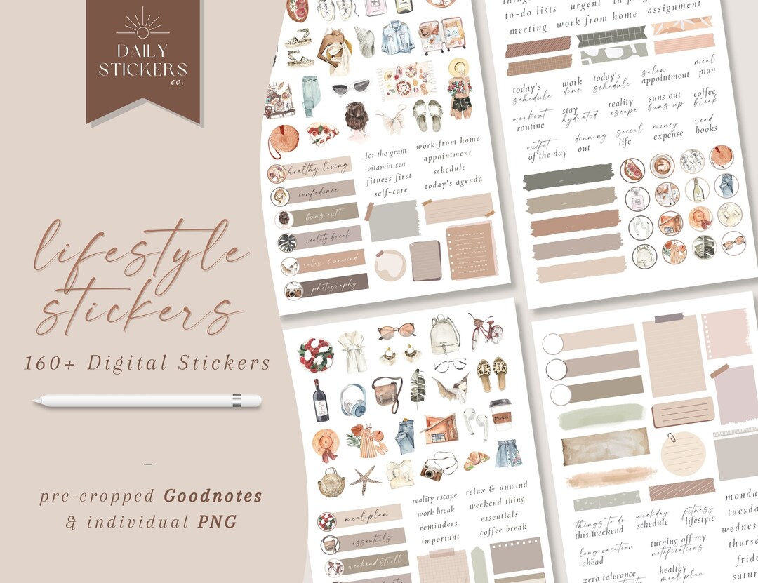 Life Style Sticker Lifestyle Watercolor Goodnotes Stickers for Everyday Use, Aesthetic ...