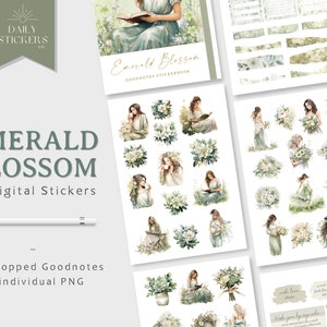 Spring Greeneries Aesthetic Goodnotes Digital Stickers, Botanical Planner Stickers, Garden Bullet Journal Stickers, Plant Lovers Stickers