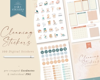 Cleaning Stickers: 100 Goodnotes Planner Stickers (Digital Download)