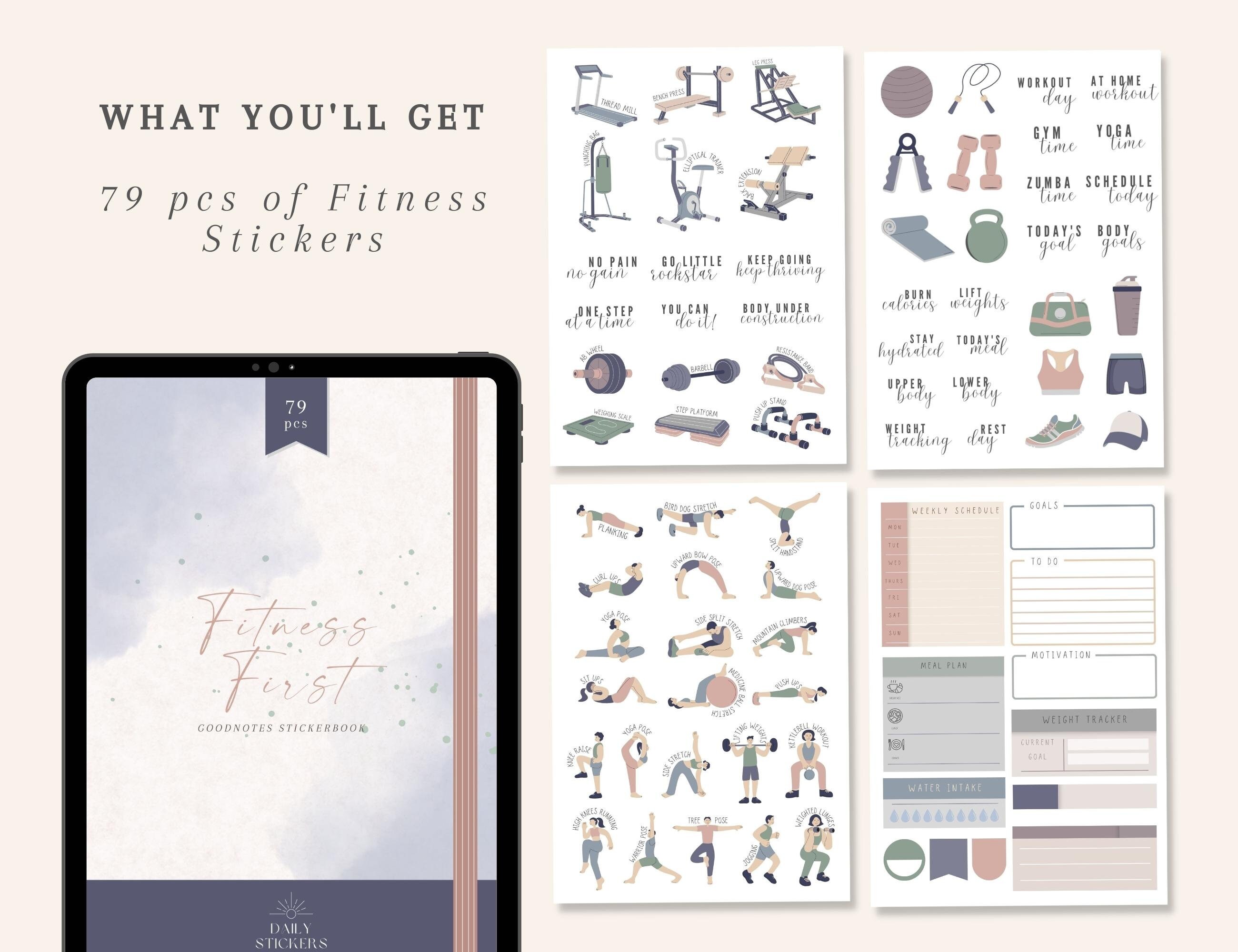 Fitness Goodnotes Digital Stickers Workout Stickers Health & Etsy