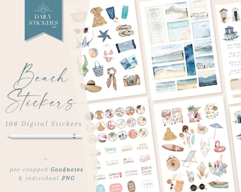 Beach Digital Stickers for Goodnotes: Summer Planner (PNG)