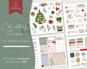 Christmas Goodnotes Stickers: 125+ Holiday Digital Stickers (PNG)