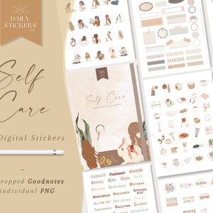 Self Care Digital Stickers for Goodnotes, Everyday Use Sticker, Wellness Stickers, Digital Hyperlink Stickers for Ipad, Daily Planning