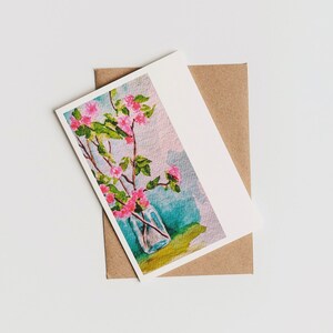 Cartão floral | Pintado à mão | Cartão de felicitações impresso em arte | Cartão em branco | Cartão de felicitações com pintura em aquarela | Cartão de agradecimento | Cartão multiuso