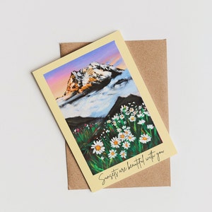 Les couchers de soleil sont beaux avec vous|Carte Montagnes| carte de voeux|Carte vierge| Carte de Saint-Valentin|CARTE D'AMOUR|Carte peinte à la main|Carte d'anniversaire