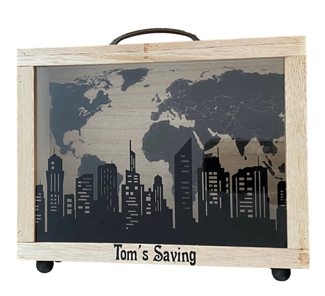 Personalised Travel Adventure Holiday Fund Money Box Travel Gift
