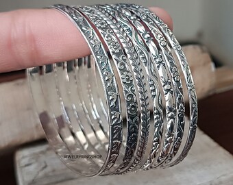 Set Off 7 Bangles 925 Sterling Silver Bangle Handmade Bangle Silver Bangle Women Bangle