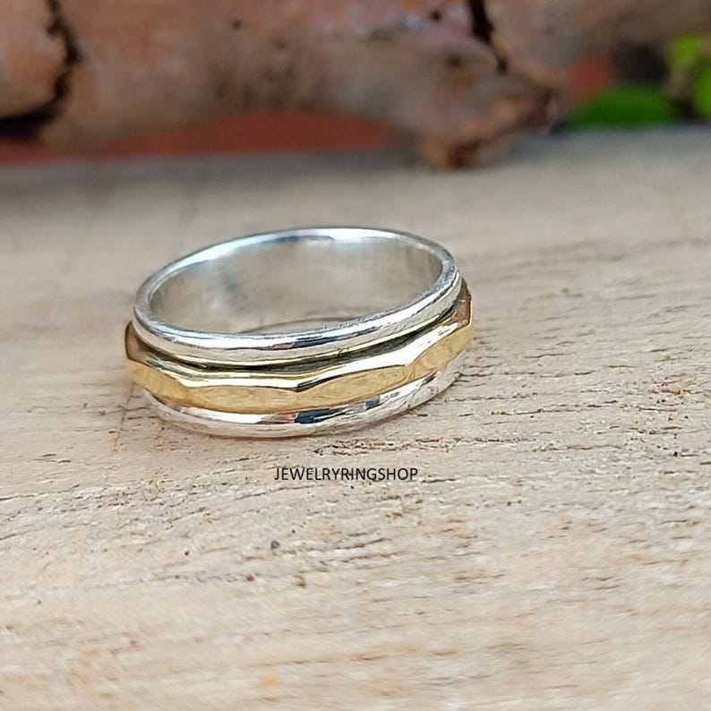 Sterling Silver Brass Spinner Ring: Handmade Meditation Fidget Ring - Etsy
