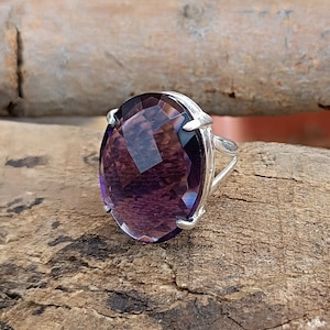 Handmade Amethyst Ring: 925 Sterling Silver Gemstone Jewelry