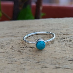 Handmade Sterling Silver Turquoise Ring - Women&#39;s Jewelry