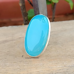 Blue Chalcedony Sterling Silver Ring: Handmade Statement Jewelry
