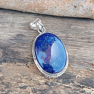 Handmade Lapis Lazuli Pendant: 925 Sterling Silver Gemstone Jewelry