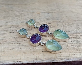 Naturliga Prehnitörhängen i 925 Sterlingsilver: Handgjorda designersmycken