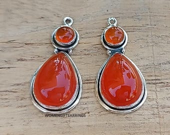 Pendientes colgantes de cornalina hechos a mano: Joyería de plata de ley 925