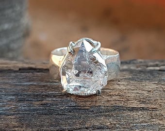 Herkimer Diamond Ring: Handmade 925 Sterling Silver Statement Jewelry