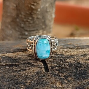Larimar Band Ring ,925 Sterling Silver, Boho Ring, Women Jewelry ,Popular Ring ,Statement Ring, Handmade Ring, Silver Band Ring ,