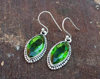 Handmade Peridot Earrings: 925 Sterling Silver Green Jewelry