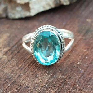 Blue Topaz Ring, Birthstone Jewelry, December Birthstone, Gemstone Ring, Sterling Silver Ring, Anniversary Gift