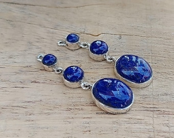 Lapis Lazuli Sterling Silver Earrings: Women's Dangle Jewelry