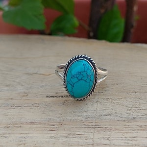 Handmade Green Turquoise Sterling Silver Ring - All Sizes