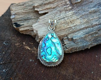 Handgefertigter Abalone Muschel Anhänger: 925 Sterling Silber