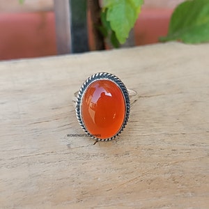 Anello corniola ovale, anello in argento sterling 925, anello corniola fatto a mano, anello da donna, anello in argento, corniola ovale, regalo per lei,