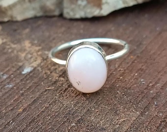 Handmade White Opal Ring: 925 Sterling Silver Gemstone Jewelry